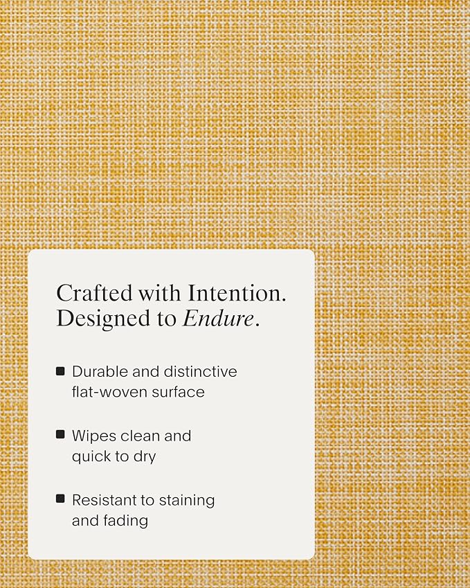 Chilewich Mini Basketweave Placemats, Woven Rectangle Placemats Set of 4 | Easy Care Woven Tabletop Textiles, Indoor/Outdoor, Ochre, 19" x 14"