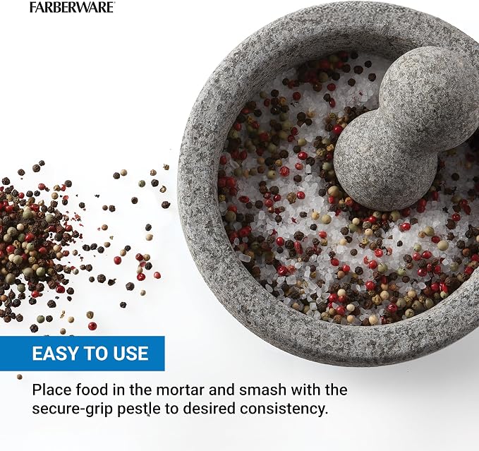 Farberware Professional Granite Molcajete Mortar and Pestle Stone Grinder, 4-Cup