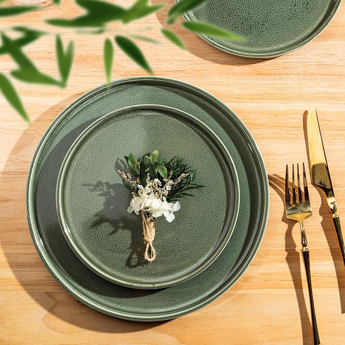 AmorArc Ceramic Dinnerware Sets for 8,24 Piece Plates and Bowls Sets Dishes | Stoneware Handmade Reactive Glaze Dishes Set | Highly Chip and Crack Resistant | Dishwasher & Microwave Safe