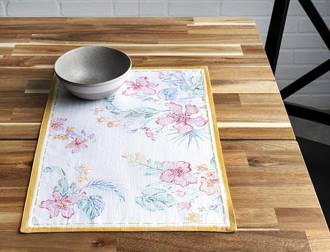 Maison d' Hermine Placemats Set of 4 Reusable 100% Cotton (13"x19") | Cloth Place Mats Washable Table Mats for Kitchen Dining Party Wedding Hotel Home Restaurant Spring Summer - Paradise Island