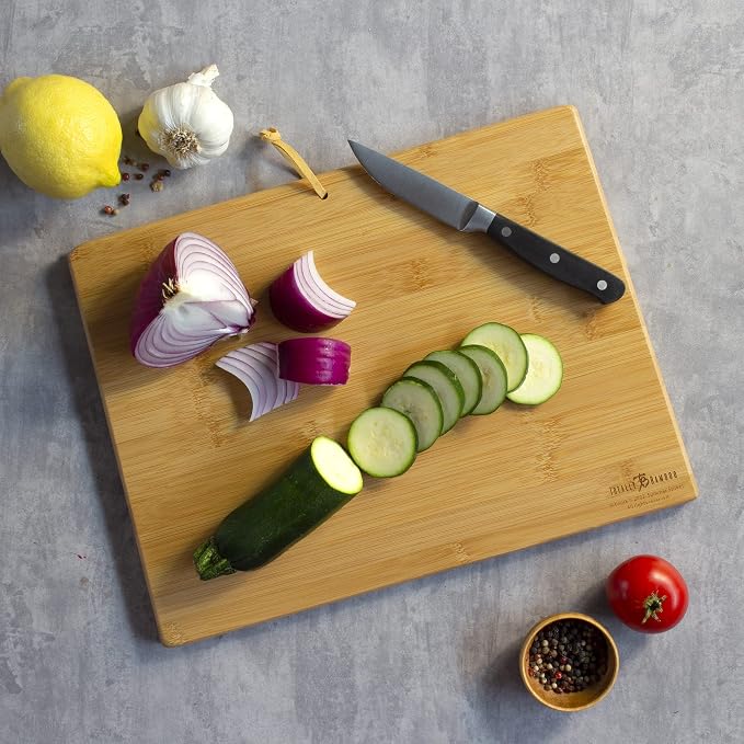 Totally Bamboo Colorado State Shaped Cutting Board, Summer Stokes Art | State charcuterie board with colorful hand-drawn landscape art. Smooth reverse side for food prep. Hang tie for wall display.