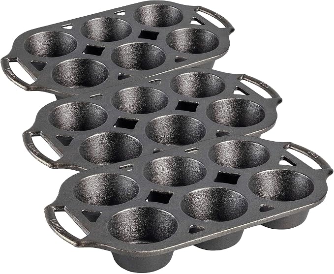 Lodge Cast Iron Muffin Pan 12.69" (Pack of 3)
