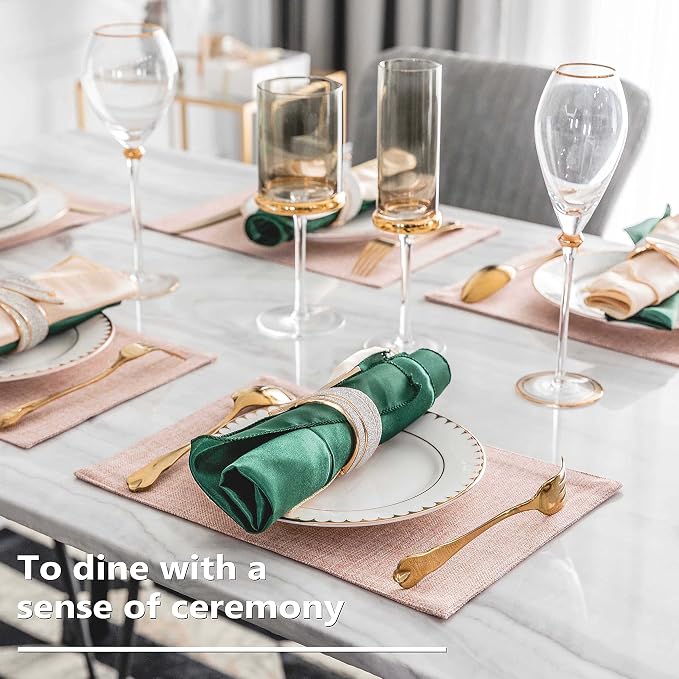 Home Brilliant Placemats Set of 4 Heat Resistant Dining Table Place Mats for Kitchen Table Party Dinner Decorations, 13 x 19 inches, Apricot Pink