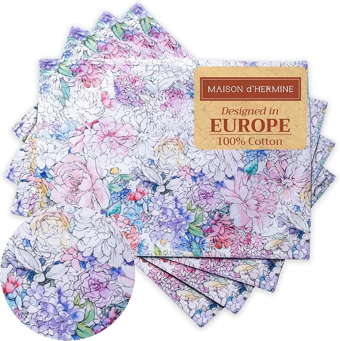 Maison d' Hermine Placemats Set of 4 Reusable 100% Cotton (13"x19") | Cloth Place Mats Washable Table Mats for Kitchen Dining Party Wedding Hotel Home Restaurant Spring Summer - Floral Love