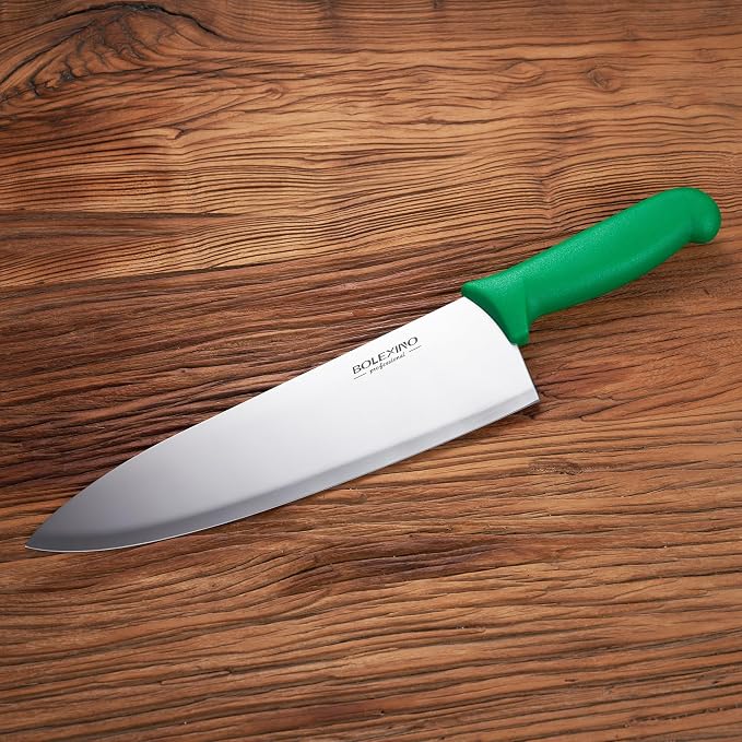 10" Professional Chef Knife, High Carbon Steel, Ergonomic (Green) | 10" High Carbon Stainless Steel,Versatile wide-blade chef knife,Non-Slip Ergonomic Handle,Durable, Stain-Resistant & Sharp.