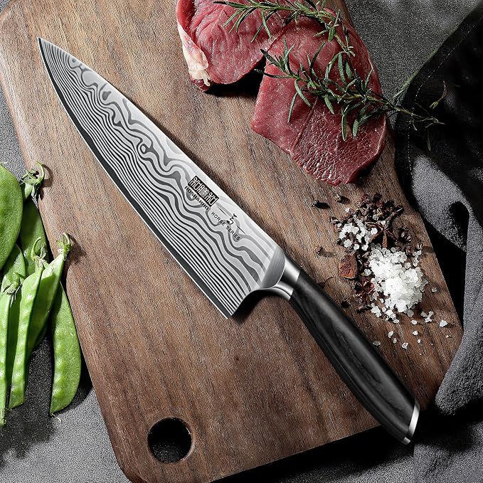 HOSHANHO 8" Chef Knife, Ultra Sharp High Carbon Powder Steel Kitchen Knife | Japanese Chef's Knife with Ergonomic Pakkawood Handle, Professional Kitchen Gadgets Cooking Knife for Chopping and Cutting