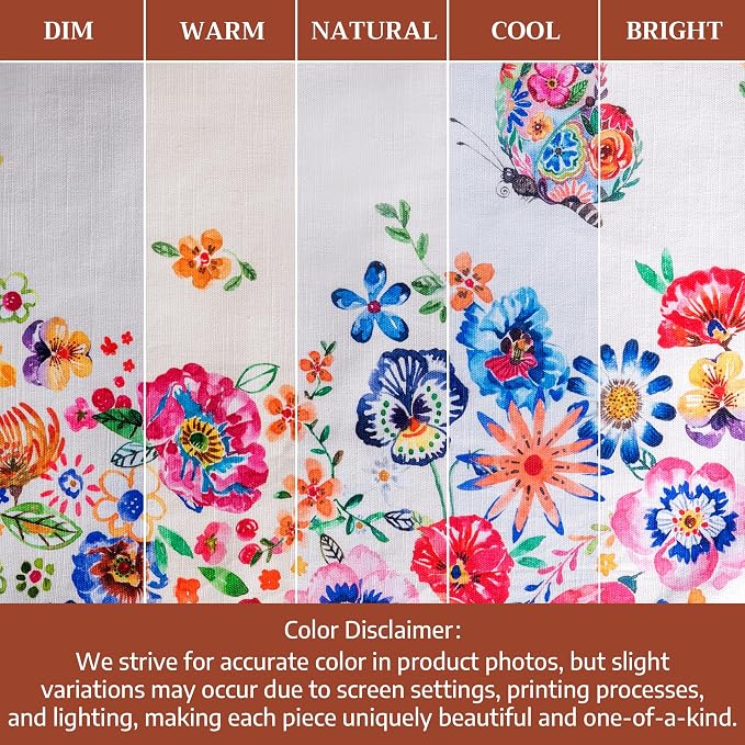 Maison d' Hermine Placemats Set of 4 Reusable 100% Cotton (13"x19") | Cloth Place Mats Washable Table Mats for Kitchen Dining Party Home Restaurant Spring Summer - Happy Florals - High Summer