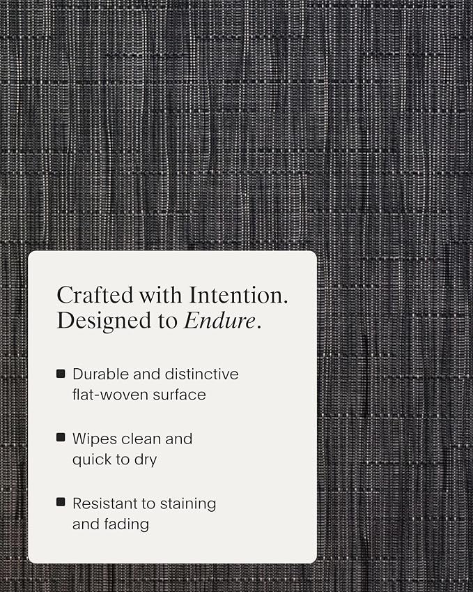 Chilewich Bamboo Placemats Set of 4, Woven Oval Placemats | Reusable, Stain-Resistant, Indoor/Outdoor Tabletop Protection, 19" x 14", Smoke