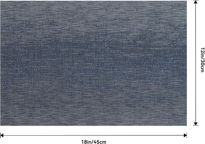 Leetaltree Denim Blue Placemats Set of 8 - Heat Resistant Non-Slip Place mats for Dining Table, Washable Durable PVC Vinyl Woven Table Mats（Denim Blue, 8）