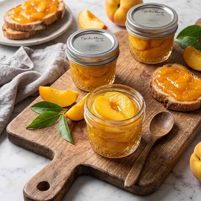 CycleMore Mason Jars 4 oz, 24 Pack Diamond Mini Glass Jars with Printed Silver Split Lids, Small Canning Jars for Caviar, Jam, Honey, Jelly, Party Favors and Gifts