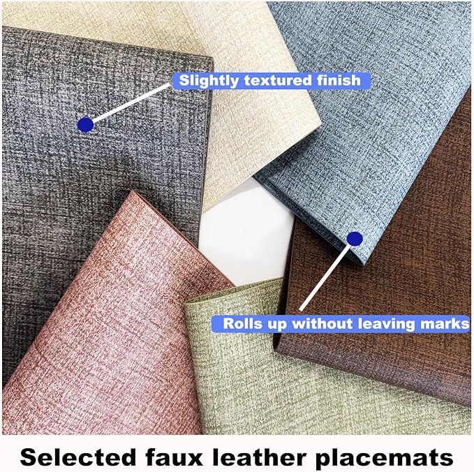 Faux Leather Placemats Set of 4, 11.8"x17.7", Beige | Reversible Table Mats, Waterproof, Stain & Heat Resistant, Easy Clean for Dining, Gatherings, Outdoor