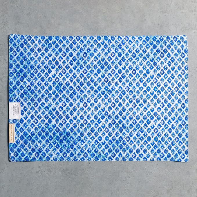 Maison d' Hermine Placemats Set of 4 Reusable 100% Cotton (13"x19") | Cloth Place Mats Washable Table Mats for Kitchen Dining Party Wedding Hotel Home Restaurant Spring Summer - Indigo Love