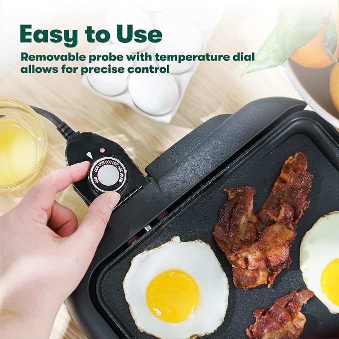 bella 10"x18" Electric Griddle with Warming Tray, Copper/Black