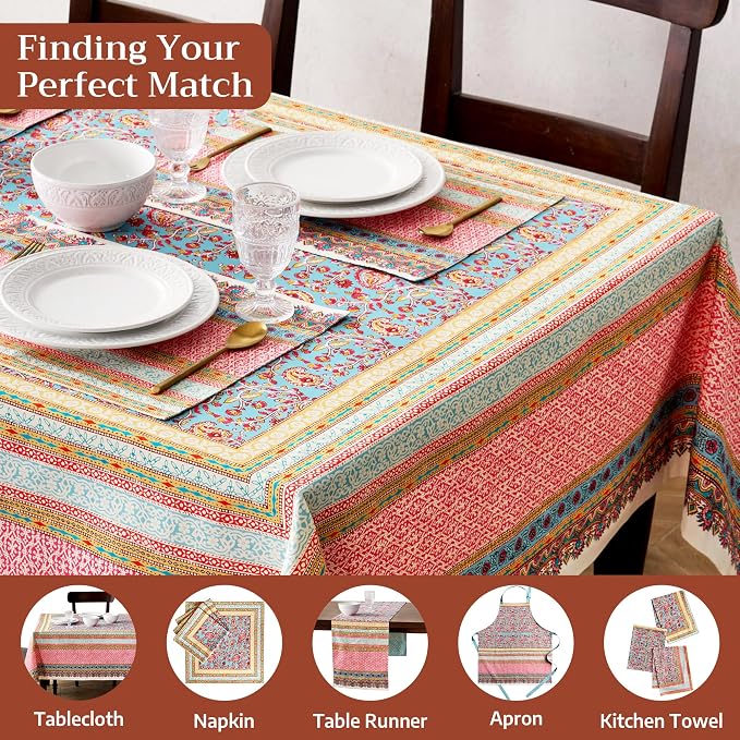Maison d' Hermine Placemats Set of 4 Reusable 100% Combed Cotton (13"x19") | Cloth Place Mats Washable Table Mats for Kitchen Dining Party Wedding Hotel Home Restaurant Spring Summer - Lauris