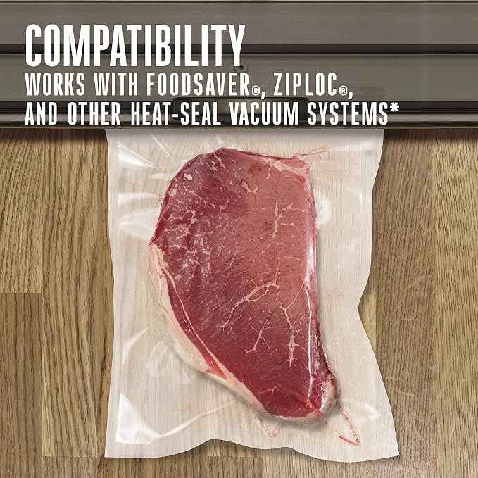 Weston 11" x 16" Gallon Vacuum Sealer Bags For Meal Prep & Sous Vide | 2 Ply 3mm Thick | Compatible With NutriFresh & FoodSaver | BPA Free | 100 Count | Clear