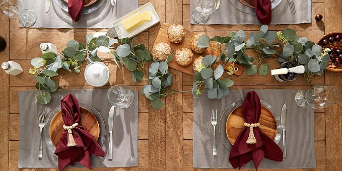 DII Basic Everyday Ribbed Tabletop 100% Cotton, Placemat Set, 13x19, Gray, 6 Piece