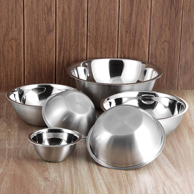 YBM HOME 2.5 Quart Stainless Steel Premium Mixing Bowl – Heavy Duty Deep Prep Bowl for Baking, Cooking, Dough Mixing, Salad Serving & Commercial Kitchen Use
