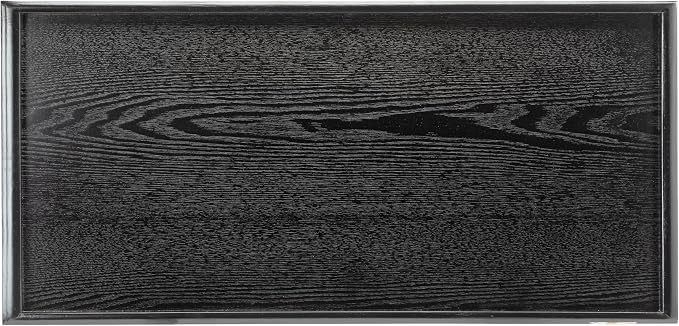 36 x 22 Inches Extra Large Solid Wood Serving Tray for Tea Coffee Table Snack Food Meals Serving Plate Kitchen Party Bar Breakfast Server with Raised Edges Black Wooden Decorative Ottoman Tray