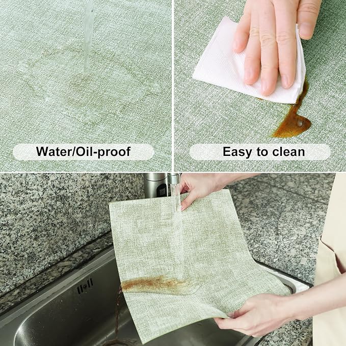 Homaxy PU Faux Leather Placemats for Dining Table, Set of 6, Grass Green | Waterproof Wipeable Washable Table Mats, Easy to Clean Anti-Slip Place Mats, 11.8" x 17"