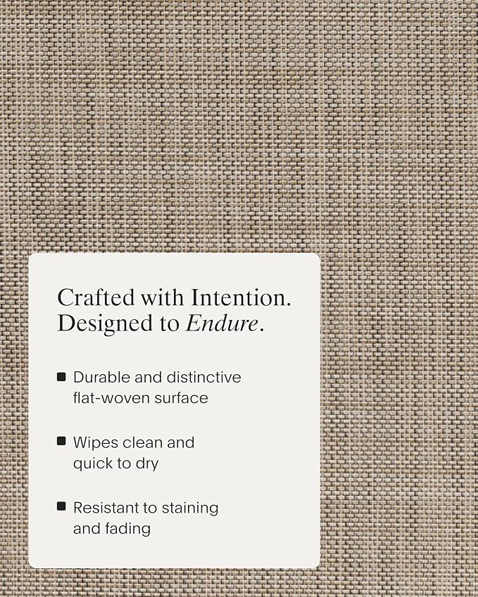 Chilewich Mini Basketweave Placemats, Woven Rectangle Placemats Set of 4 | Easy Care Woven Tabletop Textiles, Indoor/Outdoor, Linen, 19" x 14"