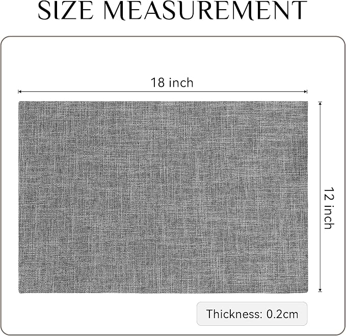 Softalker Faux Linen Placemats Set of 4-12 x 18 Inch, Heat Resistant Double Layered Durable Burlap Farmhouse Place Mats, Non-Slip Washable Rustic Table Mats for Dining, Kitchen, Party（Light Grey
