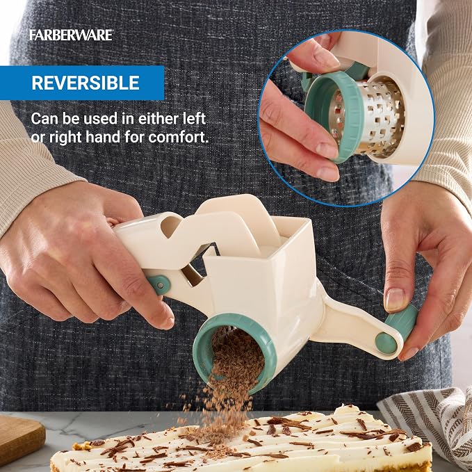 Farberware Professional Rotary Cheese Grater, Durable and Versatile Kitchen Gadget for Effortless Grating, Green