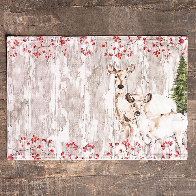 Maison d' Hermine Placemats Set of 4 Reusable 100% Cotton (13"x19") | Cloth Place Mats Washable Table Mats for Kitchen Dining Party Wedding Hotel Home Thanksgiving Christmas - Mountain Life