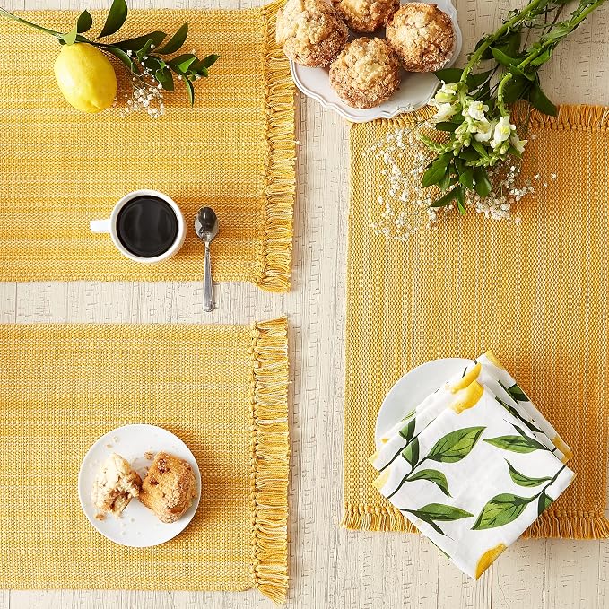 DII Variegated Tabletop Collection, Placemat Set3x19, Apricot, 6 Piece