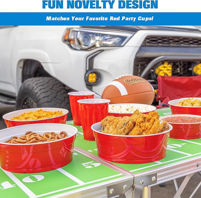 GoBig Red Party Cup Bowls - Large Disposable Plastic Bowls - 22 oz or 60 oz