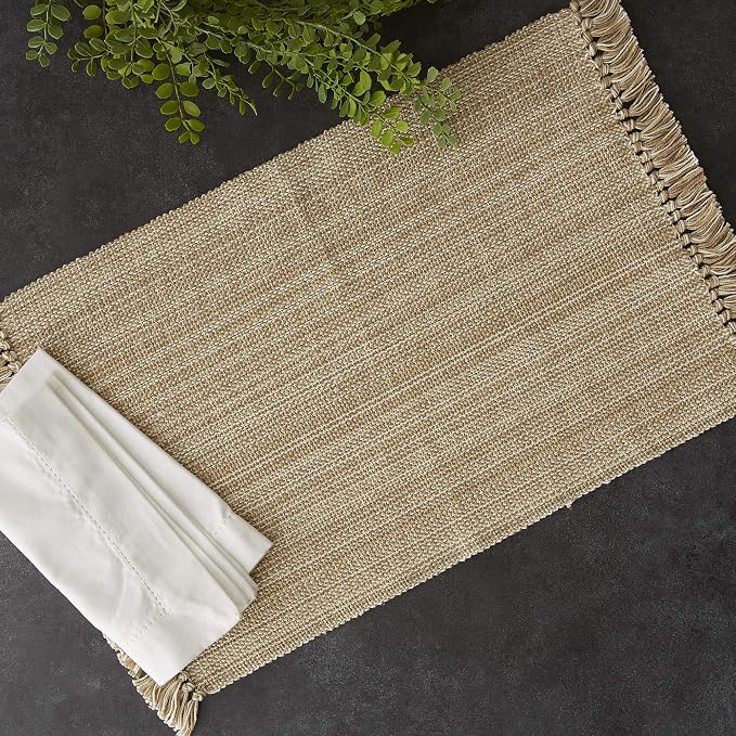 DII Variegated Tabletop Collection, Placemat Set3x19, Taupe, 6 Piece