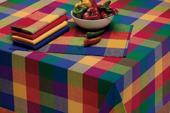 DII Basic Everyday Ribbed Tabletop 100% Cotton, Placemat Set, 13x19, Summer Check, 6 Piece