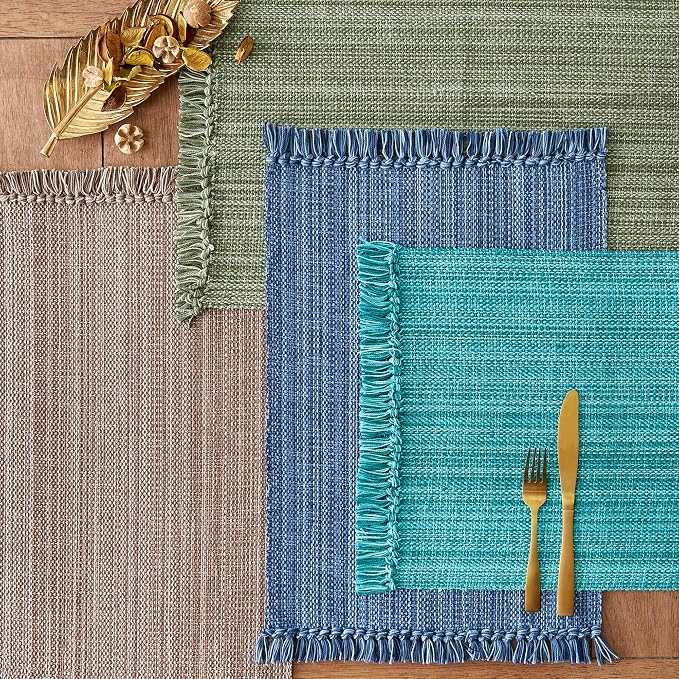 DII Variegated Tabletop Collection, Placemat Set, 13x19, Mushroom, 6 Piece