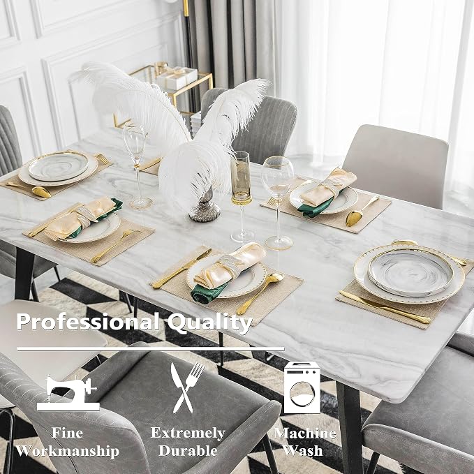 Home Brilliant Placemats Set of 8 Heat Resistant Dining Table Place Mats Plate Mat Cloth Placemats Kitchen Table Mats Indoor Outdoor, Light Linen