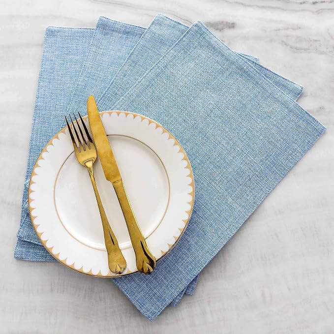 Home Brilliant Placemats Table Mat Set of 6 Heat Resistant Dining Place Mats for Kitchen Restaurant Wedding Holiday Celebration, Blue