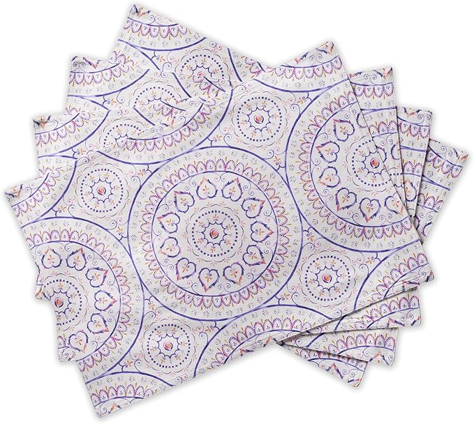 Maison d' Hermine Placemats Set of 4 Reusable 100% Cotton (13"x19") | Cloth Place Mats Washable Table Mats for Kitchen Dining Party Wedding Hotel Home Restaurant Spring Summer - Mandala