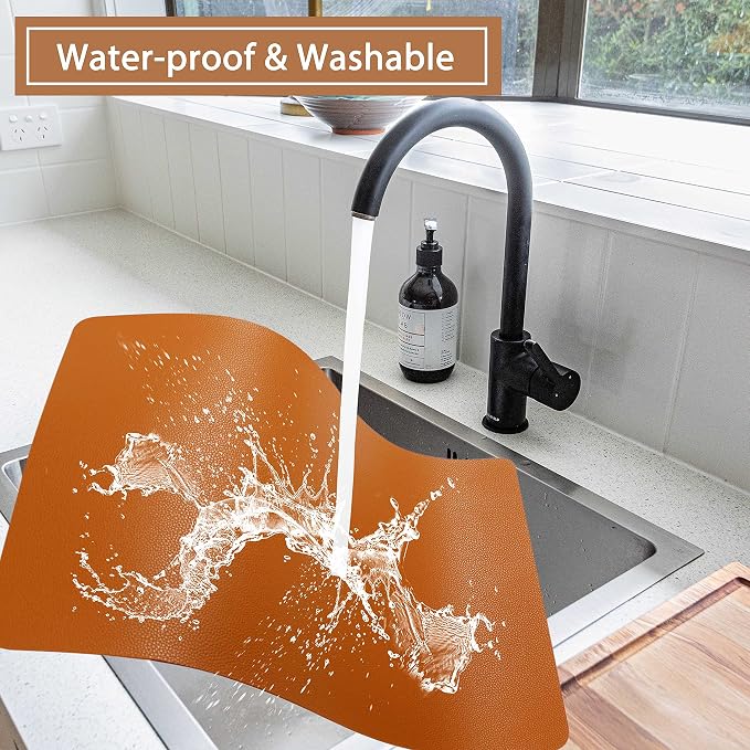 Wipeable Placemats Leather Table Mats Waterproof Heat-Resistant Easy to Clean for Dining Table Set Kitchen Table (6, Brown)