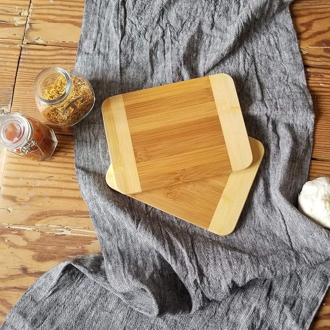 Lipper International Bamboo Wood Two-Tone Kitchen Cutting and Serving Board, Small, 8" x 6" x 5/16", Set of 12