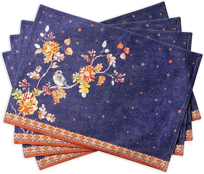 Maison d' Hermine Placemats Set of 4 Reusable 100% Cotton (13"x19") | Cloth Place Mats Washable Table Mats for Kitchen Dining Party Wedding Hotel Home Thanksgiving Christmas - Kelim - Infinity
