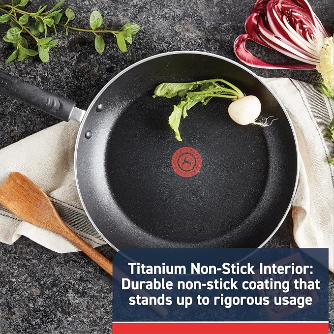 T-Fal Experience Nonstick Frying Pan, 8 in Induction Skillet, Black | Oven safe to 400 F, Thermo-Spot heat indicator, Dishwasher safe, Thick-gauge aluminum, Ideal for eggs and sauteing