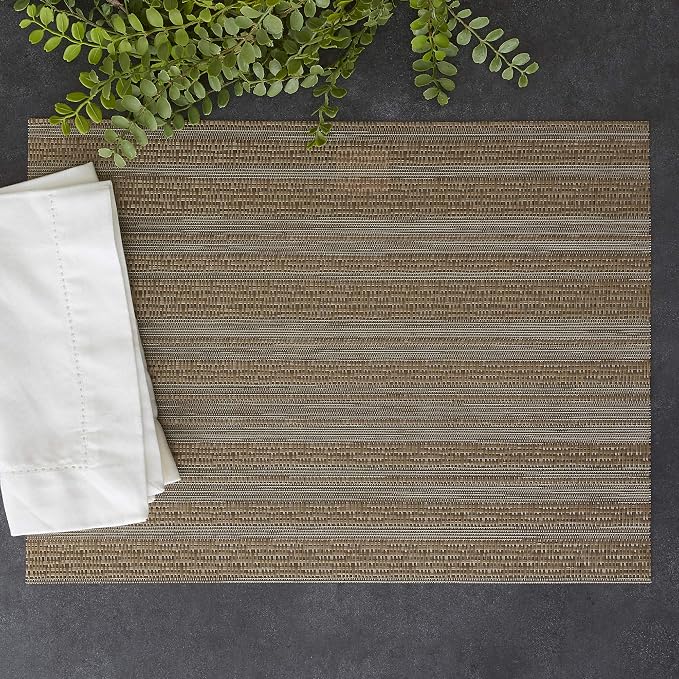 DII PVC Tabletop Collection Woven Indoor/Outdoor, Placemat Set, 13x17.25, Gold, 6 Piece