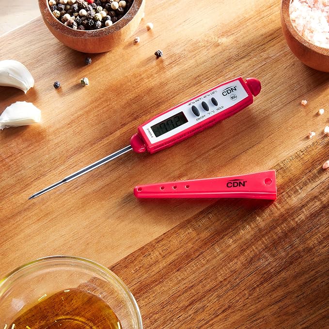CDN ProAccurate® Instant Read Digital Pocket Thermometer with 2.75" Stainless Steel Tip for Accurate Temperature Measurement, Red (DT450X-R)