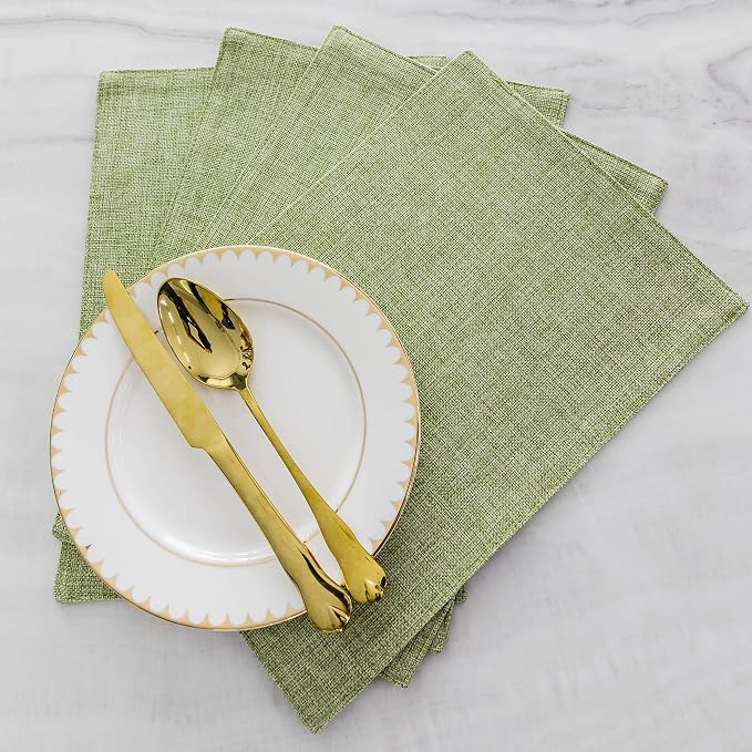 Home Brilliant Green Placemat Set of 4 Washable Place Mats Placemats Heat Resistant Sage Placemat for Dining Table Kitchen Table Mats Dinner Decor, Grass Green