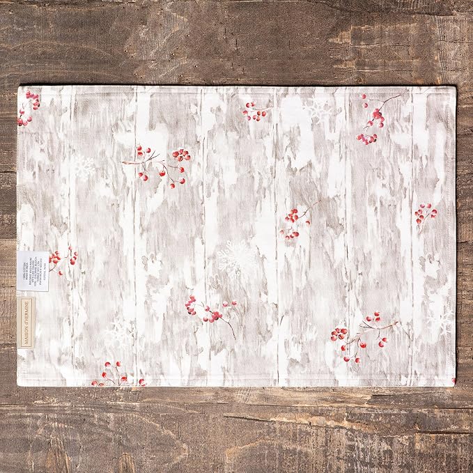 Maison d' Hermine Placemats Set of 4 Reusable 100% Cotton (13"x19") | Cloth Place Mats Washable Table Mats for Kitchen Dining Party Wedding Hotel Home Thanksgiving Christmas - Mountain Life