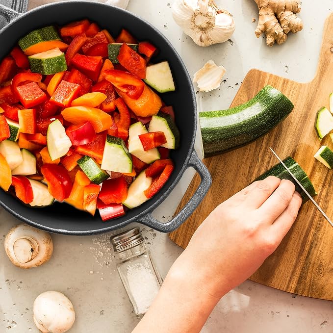 Commercial Chef 6.6-Qt. Dutch Oven, Pre-Seasoned Cast Iron, CHCI660 | Integrated Handles, Works on All Cooktops Including Induction, Outdoor Cookware for Campfires or Grills