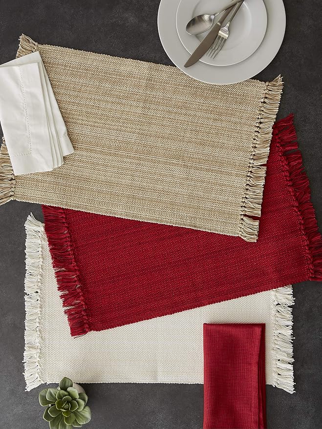 DII Variegated Tabletop Collection, Placemat Set3x19, Taupe, 6 Piece