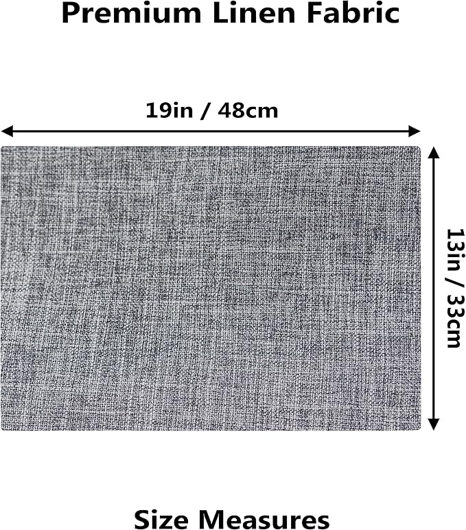 Demetex Grey Textured Linen Placemats Set of 8 Classic Place Mats Heat Resistant Cloth Table Placemat for Dinner Gathering Buffet, 13x19 inch, Ash Grey