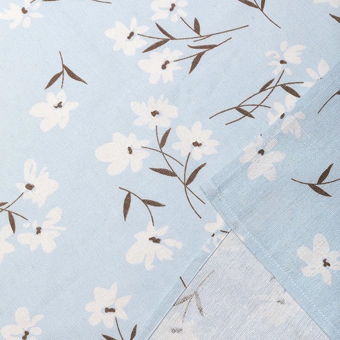 Pastoral Round Tablecloth - 60 Inch Dia. - Linen Fabric Table Cloth - Washable Table Cover with Dust-Proof Wrinkle Resistant for Restaurant, Picnic, Indoor and Outdoor Dining, Floral (Light Blue)