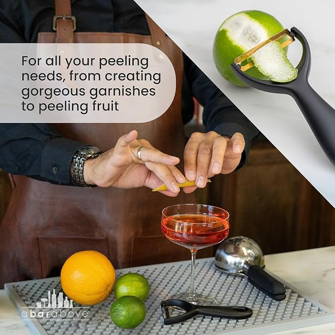 A Bar Above Citrus Peeler, Stainless Steel Fruit Peeler, Gold Finish | Comfortable Grip Peeling Tool, For Oranges, Lemons, Limes, Cocktail Twist Garnish, Kitchen Essential, Bar Tool, Bar Favorite