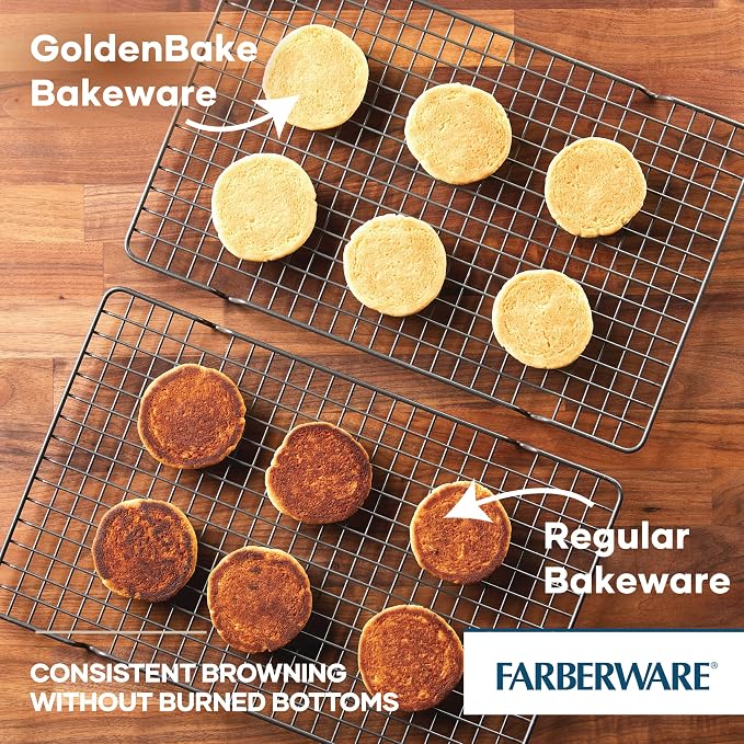 Farberware Golden Bake Nonstick Round Cake Pan Set, 2-Piece | Insulated Non Stick Round Cake Pan Set, Oven Safe to 450°F, Easy Release, Dishwasher Safe, in Gray