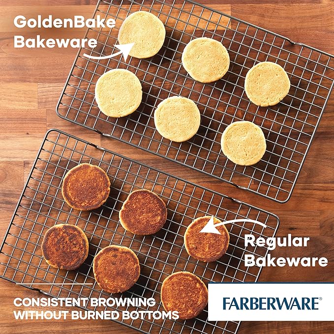 Farberware GOLDEN BAKE Nonstick Jumbo Cookie Sheet, Flat Baking Sheet, 14-Inch x 16-Inch, Light Gray